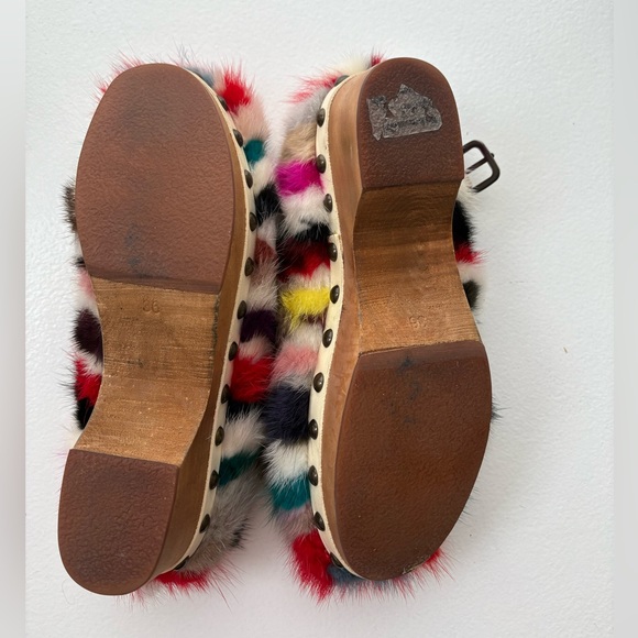 Mou Red and Pink Mules with Vibrant Fur Trim - Picture 7 of 11